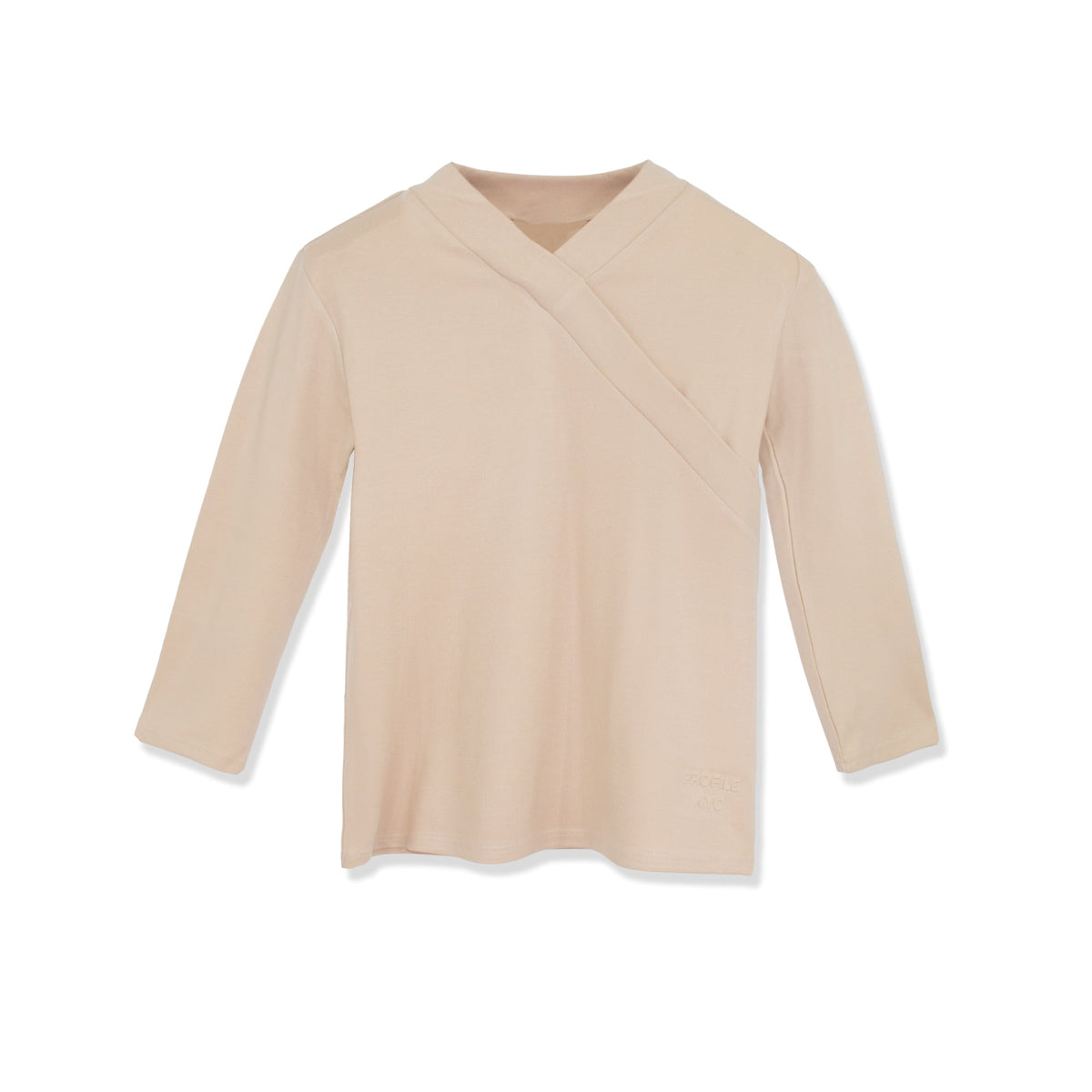Faux wrap modal T-shirt by Profile NYC, featuring a stylish design with a comfortable fit and soft fabric.