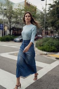 Soft modal ruched T-shirt from Profile NYC featuring a fitted top with gathered fabric detail and a casual, comfortable style.