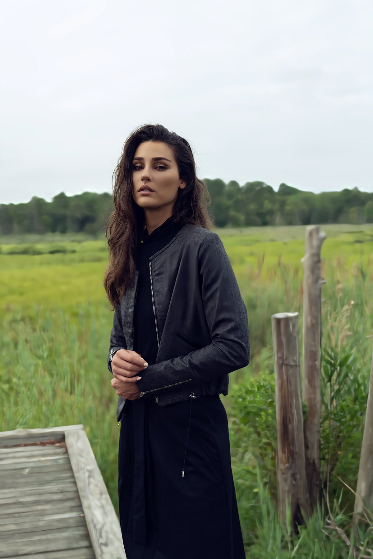 Wool and leather jacket by profile-nyc featuring a stylish, tailored design with a mix of soft wool and sleek leather materials.
