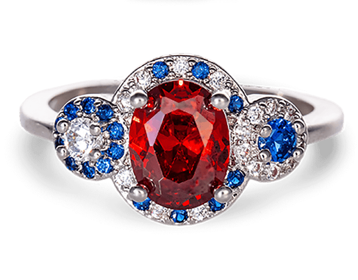 Red Oval America Ring