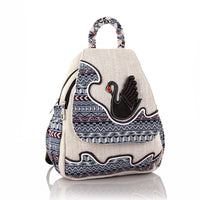 Women's Rirati Fresh Swan woven backpack with three-dimensional double bag design, stylish and lightweight for everyday use.