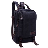 Black Rirati canvas backpacks for women and men with solid design, suitable for everyday use and optional carrying options.