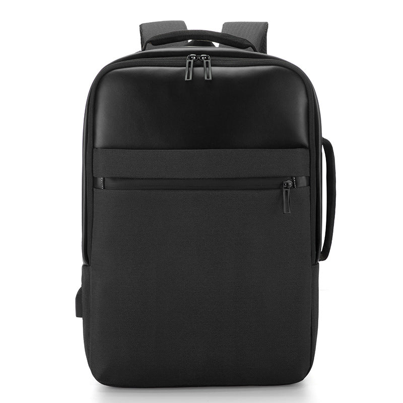 Blue men's Rirati backpack with retro leather design, waterproof fabric, and multiple compartments for stylish everyday use.