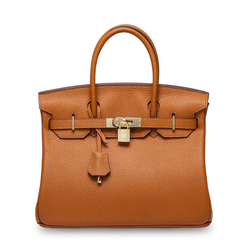 White Rirati women's leather handbag with 35cm strap, made from genuine cowhide, featuring a portable, strapless design.