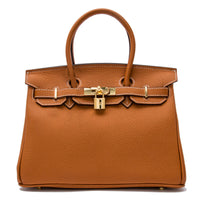 White women's leather handbag by Rirati, made from genuine cowhide, featuring a portable design and 35cm strap.