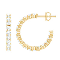 Rosec Jewels lab grown diamond hoop earrings with screw back, featuring sparkling diamonds and polished metal finish.