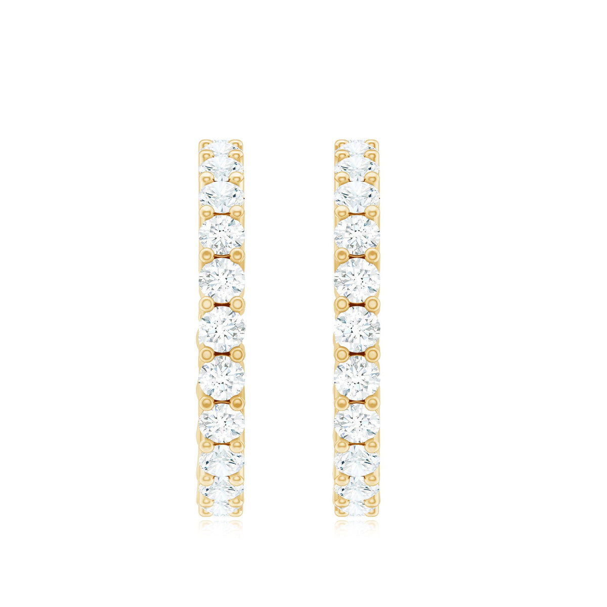 Lab grown diamond hoop earrings with screw back by Rosec Jewels, showcasing sparkling diamonds and secure clasp.