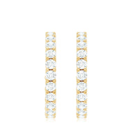 Lab grown diamond hoop earrings with screw back by Rosec Jewels, showcasing sparkling diamonds and secure clasp.