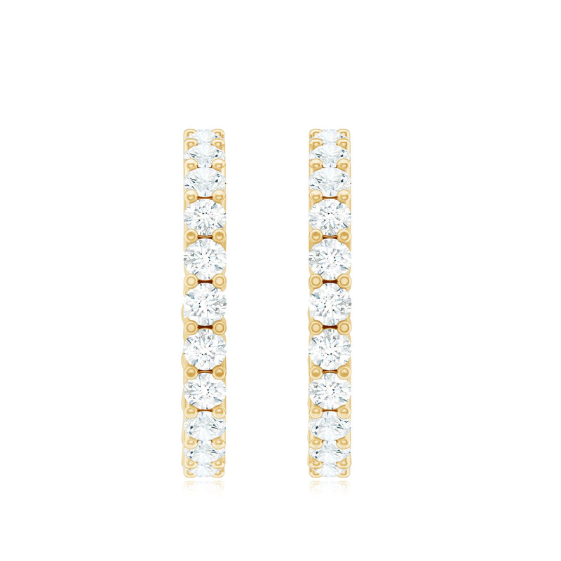 Lab grown diamond hoop earrings with screw back by Rosec Jewels, showcasing sparkling diamonds and secure clasp.