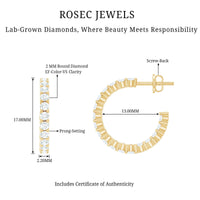 Rosec Jewels lab-grown diamond hoop earrings with screw back, sparkling round diamonds in a sleek hoop design.