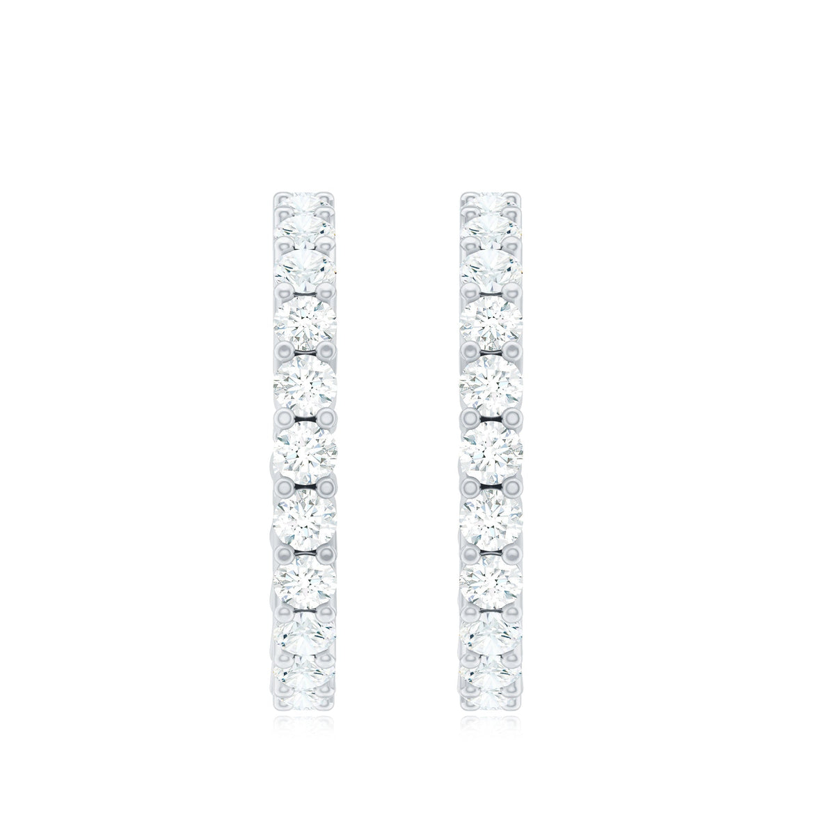 Rosec Jewels lab-grown diamond hoop earrings with screw back, showcasing sparkling diamonds set in elegant hoop design.