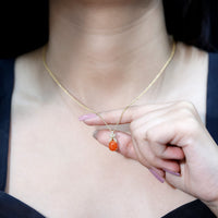Certified 2.2 carat fire opal pendant necklace with diamond flower design from Rosec Jewels, elegant jewelry with vibrant gemstone.