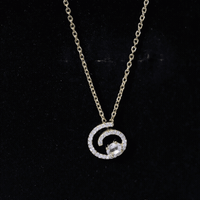 Yellow gold plated silver Morganite swirl pendant necklace with lab diamonds by Rosec Jewels.