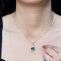 Lab-grown emerald diamond pendant with 3.5 carat trilliant cut, set in Rosec Jewels bridal necklace with chain.