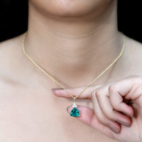 Lab-grown emerald diamond pendant with 3.5 carat trilliant cut, set in a delicate chain, by Rosec Jewels.