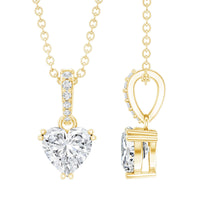 Yellow gold plated silver heart pendant with 0.5 carat moissanite, chain included, from Rosec Jewels.
