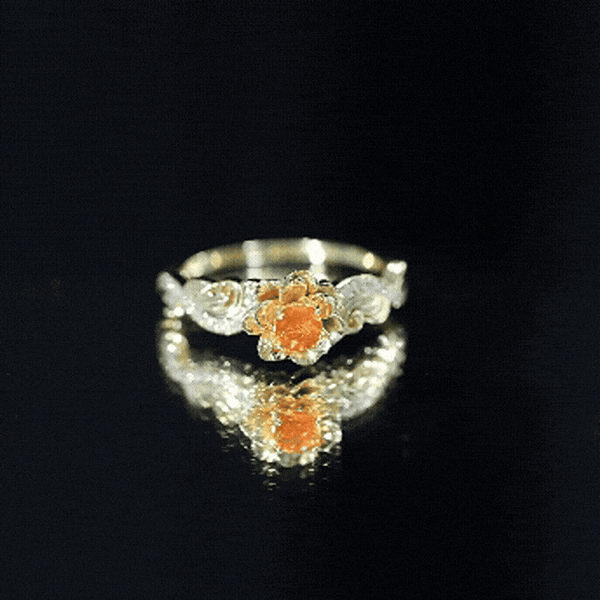 Genuine Citrine Rose Engagement Ring with Diamonds by Rosec Jewels, showing a yellow citrine center stone and sparkling diamond accents.