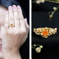 Genuine Citrine Rose engagement ring with diamonds from Rosec Jewels, featuring a central citrine gemstone and diamond accents.