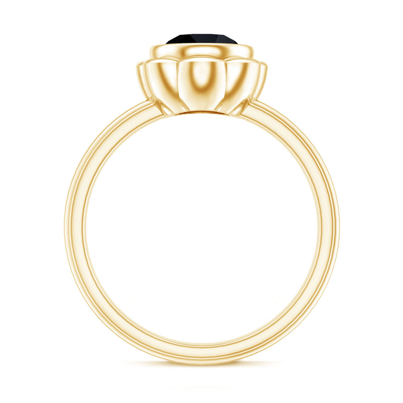 Black onyx bezel set engagement ring with 1.2 carats from Rosec Jewels, showcasing a sleek and elegant design.