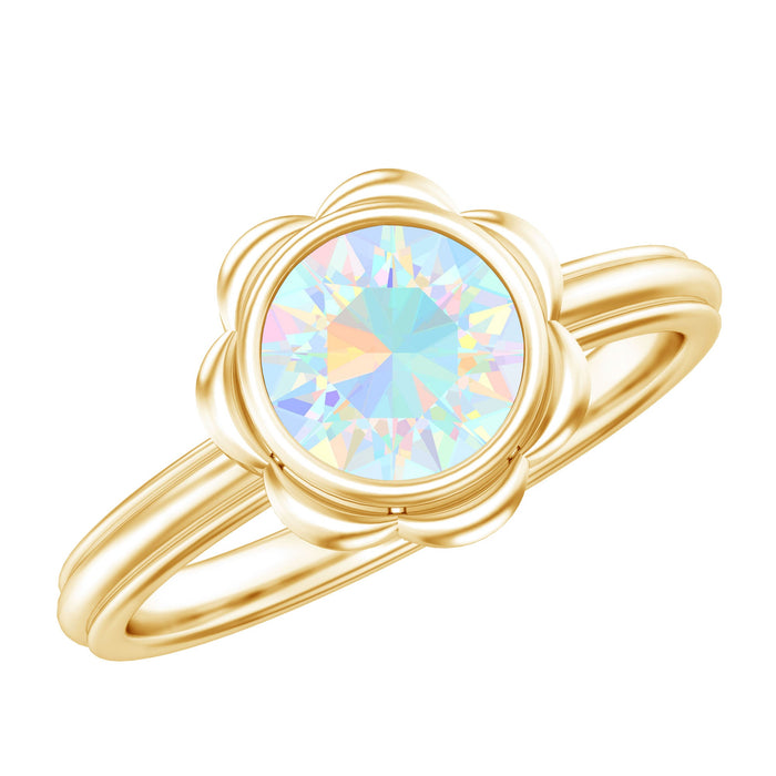Ethiopian opal engagement ring for women featuring a 1.5 carat oval-shaped opal set in a silver ring with intricate details.