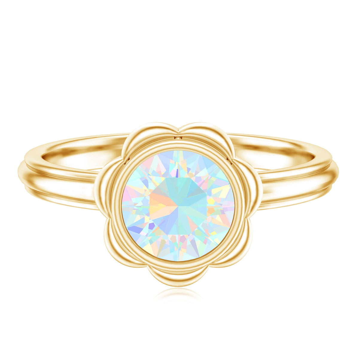 Ethiopian Opal engagement ring for women with 1.5 carats, featuring a rose gold band and intricate design by Rosec Jewels.