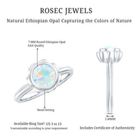 Ethiopian opal engagement ring for women with 1.5 carats, featuring a Rosec Jewels ring design with a sparkling gemstone.