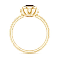 Round cut garnet flower engagement ring for women by Rosec Jewels, featuring a 1.7 carat central gemstone and intricate floral design.
