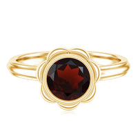 Round cut 1.7 carat garnet flower engagement ring for women by Rosec Jewels, showcasing intricate floral design and sparkling gemstone.