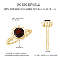 Round cut 1.7 carat garnet flower engagement ring for women by Rosec Jewels featuring intricate design and sparkling gemstone.
