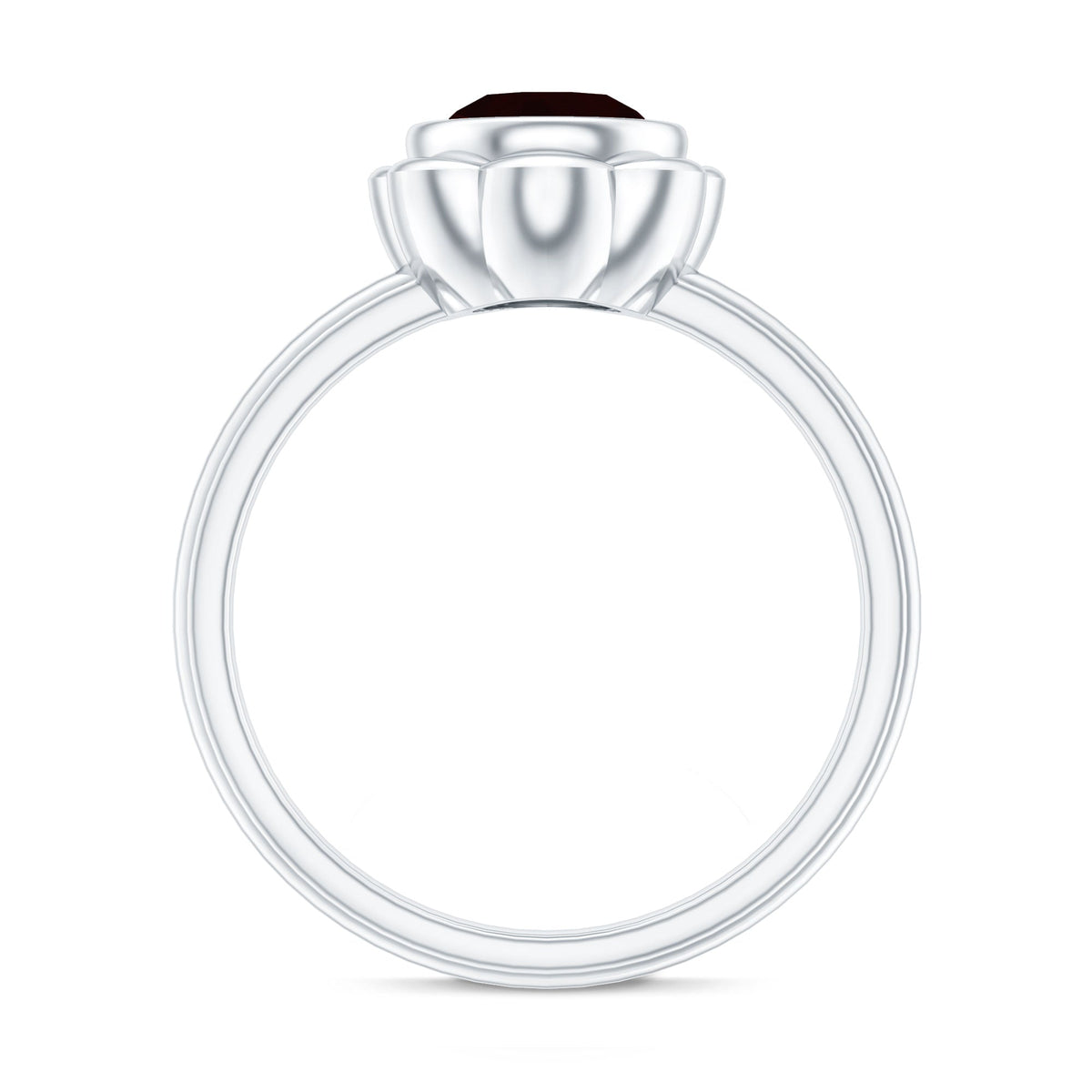 Elegant 1.7 carat round cut garnet flower engagement ring for women by Rosec Jewels, showcasing intricate floral design and sparkling gemstone.