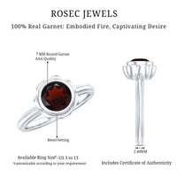 Round cut garnet flower engagement ring for women by Rosec Jewels, showcasing a 1.7 carat gemstone and intricate design.