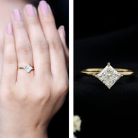 Princess cut 1.25 CT lab-grown diamond solitaire engagement ring from Rosec Jewels, showcasing a sparkling central diamond on a sleek band.
