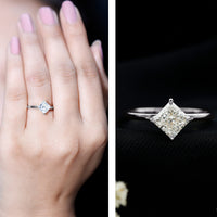 Rosec Jewels 1.25 CT princess cut lab-grown diamond solitaire engagement ring showcasing a sparkling square diamond on a sleek band.