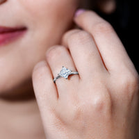 Lab-grown 1.25 CT princess cut diamond solitaire engagement ring from Rosec Jewels, featuring a sleek band and sparkling center stone.