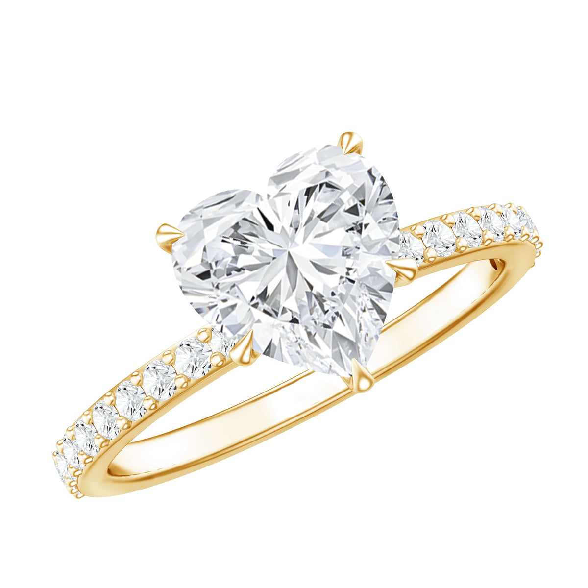 Rosec Jewels 2 Carat lab-grown diamond heart engagement ring for her, sterling silver with VS clarity, elegant jewelry piece.