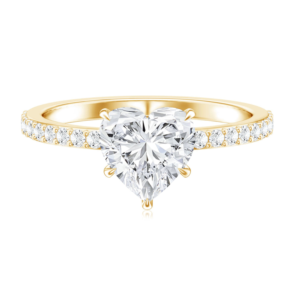 Rosec Jewels 2 Carat lab-grown diamond heart engagement ring for her in sterling silver, featuring a sparkling lab-created diamond centerpiece.