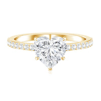 Rosec Jewels 2 Carat lab-grown diamond heart engagement ring for her in sterling silver, featuring a sparkling lab-created diamond centerpiece.