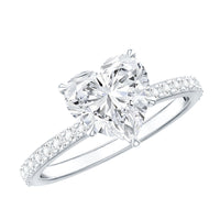 Rosec Jewels 2 Carat Lab Grown Diamond Heart Engagement Ring for Her in sterling silver, featuring a sparkling heart-shaped diamond.