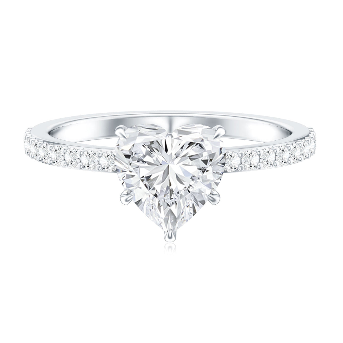 Rosec Jewels 2 Carat Lab Grown Diamond Heart Engagement Ring in sterling silver, featuring a sparkling heart-shaped diamond for her.