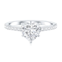Rosec Jewels 2 Carat Lab Grown Diamond Heart Engagement Ring in sterling silver, featuring a sparkling heart-shaped diamond for her.