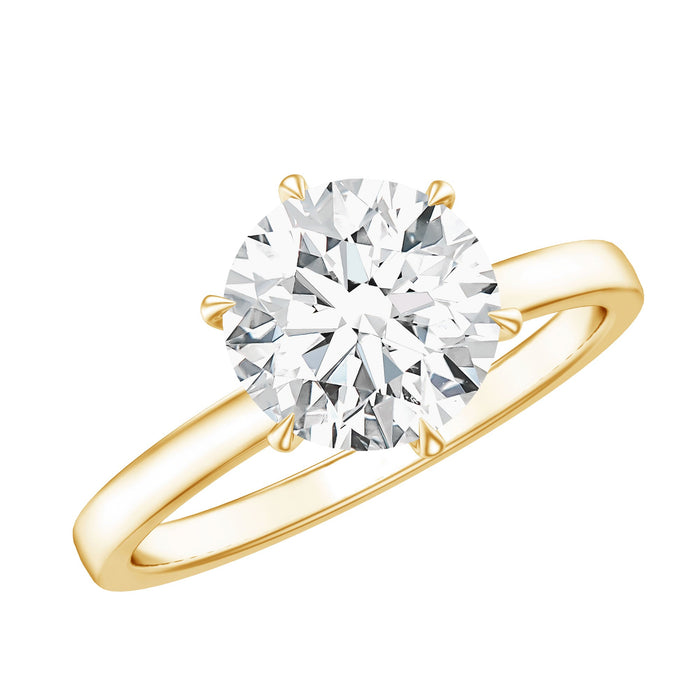 Lab grown diamond solitaire engagement ring with hidden halo in sterling silver, featuring a 2-carat central diamond and elegant design.