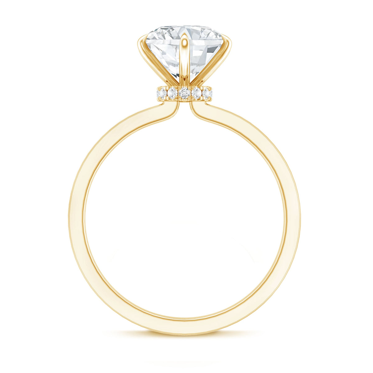 Rosec Jewels 2 Carat Lab Grown Diamond Solitaire Engagement Ring with Hidden Halo, sterling silver setting, elegant and sparkling.
