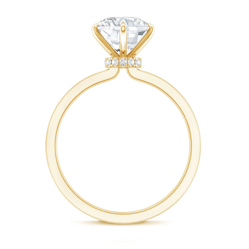 Rosec Jewels 2 Carat Lab Grown Diamond Solitaire Engagement Ring with Hidden Halo, sterling silver setting, elegant and sparkling.