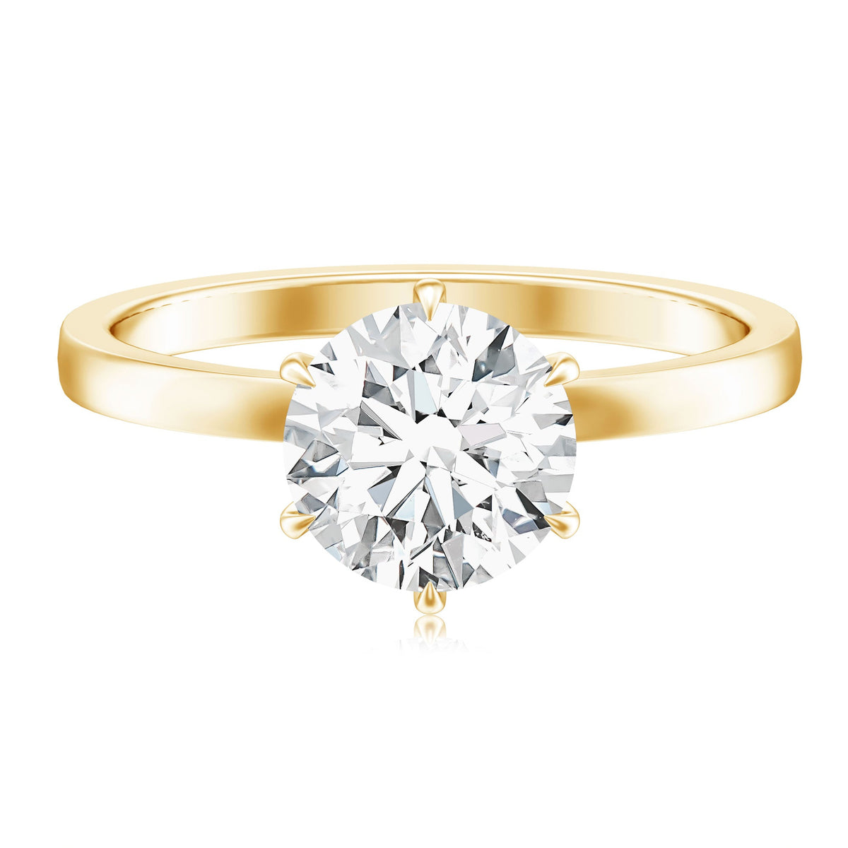 Rosec Jewels 2 Carat Lab Grown Diamond Solitaire Engagement Ring with Hidden Halo, sterling silver band, elegant and sparkling design.