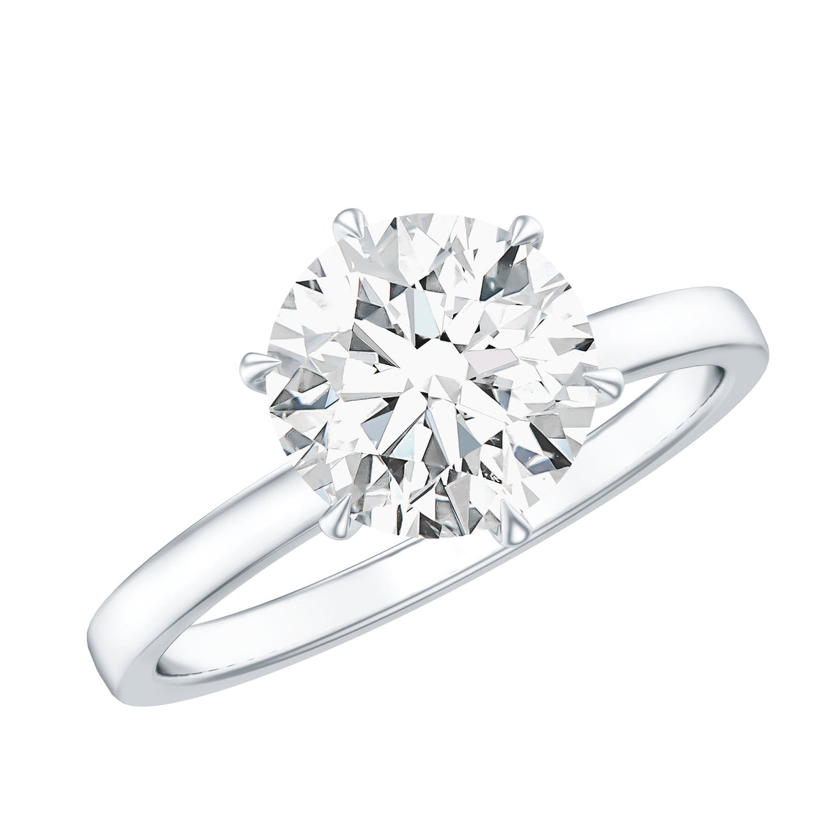 Rosec Jewels 2 Carat lab-grown diamond solitaire engagement ring with hidden halo, sterling silver band, elegant and sparkling design.