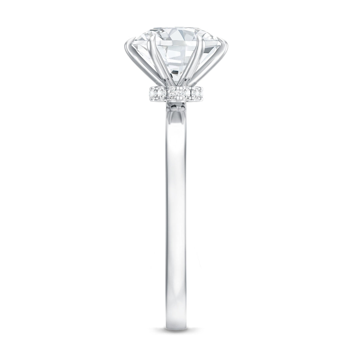 Rosec Jewels 2 Carat Lab Grown Diamond Solitaire Engagement Ring with Hidden Halo, sterling silver setting, elegant and sparkling.