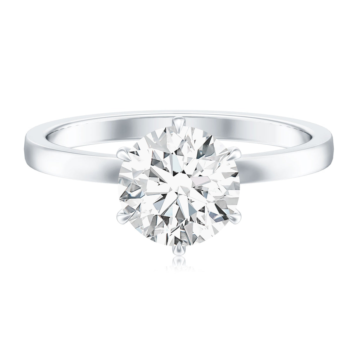 Rosec Jewels 2 Carat lab-grown diamond solitaire engagement ring with hidden halo, set in sterling silver.