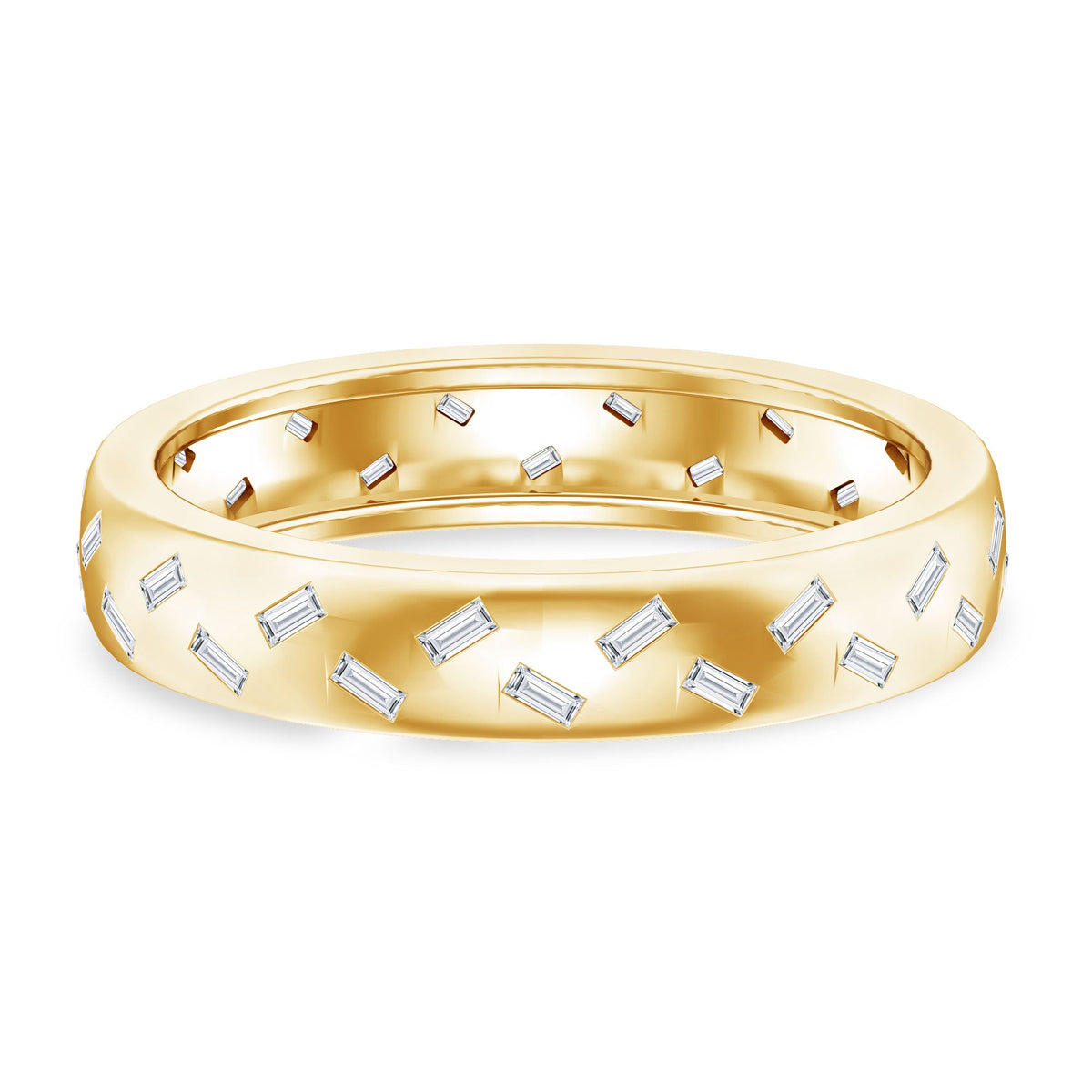 Rosec Jewels lab-grown diamond wedding band with baguette cut diamonds, certificate visible, elegant ring for special occasions