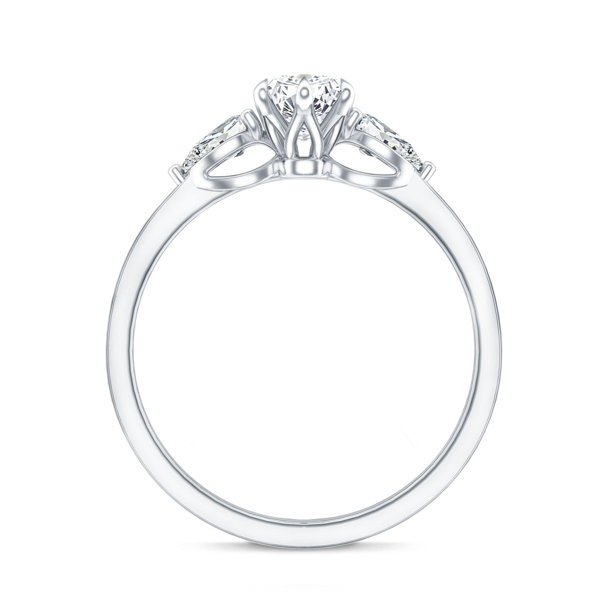 Three stone lab-grown diamond engagement ring for women by Rosec Jewels, featuring sparkling stones set in a elegant ring setting.
