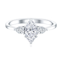 Certified lab-grown diamond three stone engagement ring for women by Rosec Jewels, featuring sparkling center stones and elegant band.